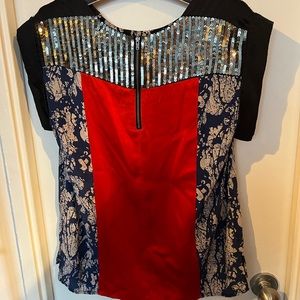 Vintage French connection mixed media blouse size 8